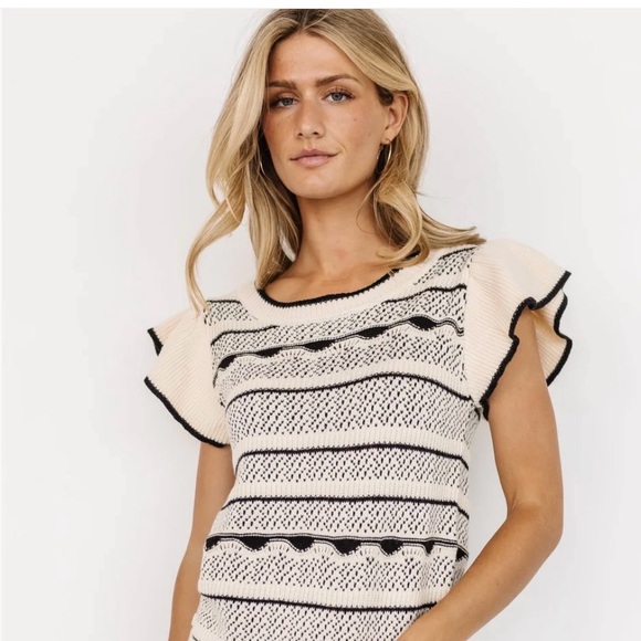 Baltic Born Black and Cream Knit Sweater Top - Picture 2 of 5